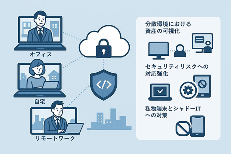 分散環境・リモートワークにおけるIT資産管理のポイント イメージ